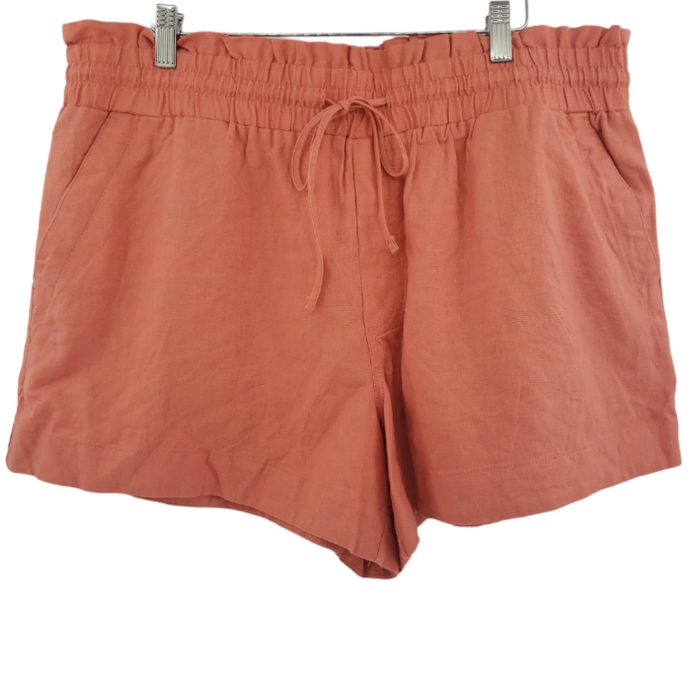 A new day Linen Blend Short Size XXL in Tangerine Drawstring Waist Pockets
